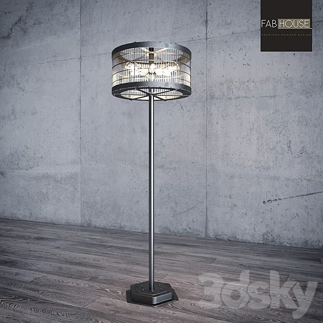 Vintage Cage Floor Lamp - Horizontal 3D Model