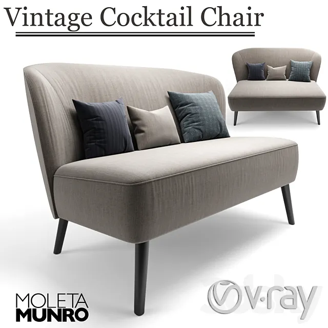 Vintage Cocktail Sofa With Pillow 3DModel
