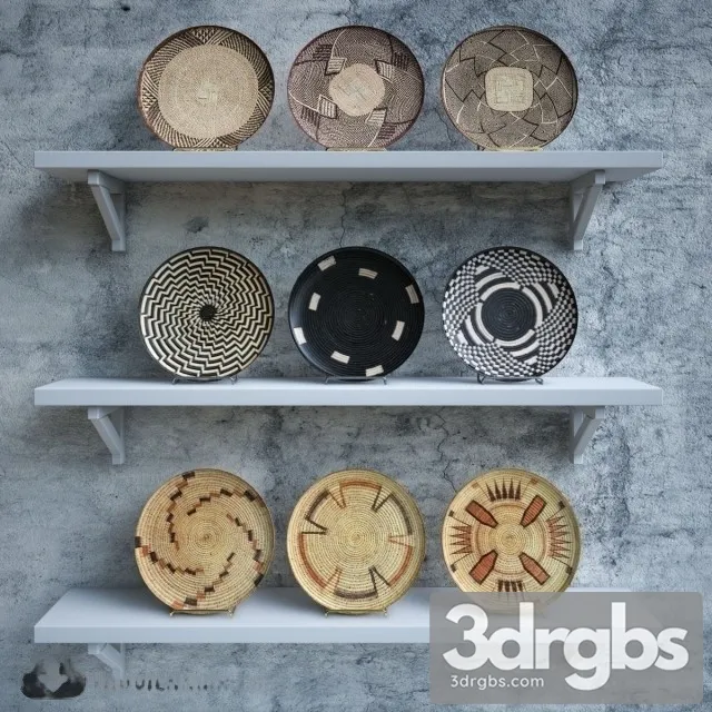 Vintage Deco Plates 3D Model Free