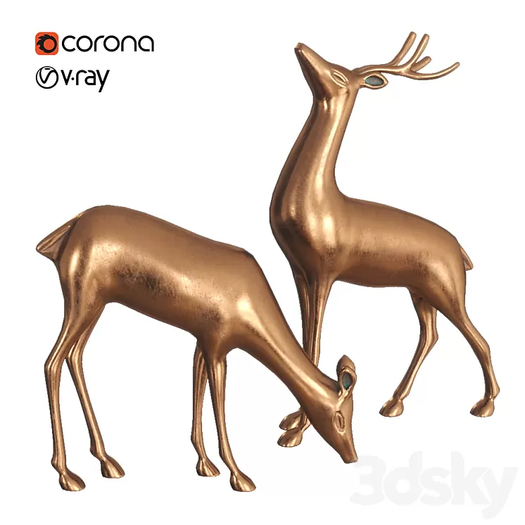 Vintage deer statue 3D Model Free