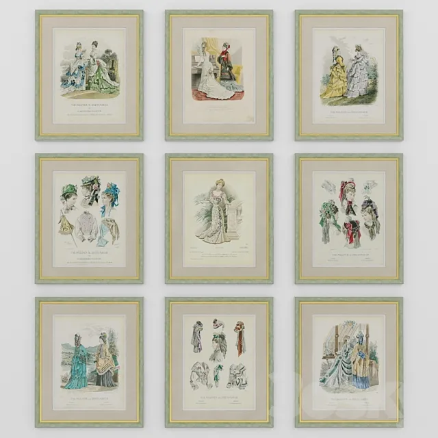 Vintage fashion prints 3D Model
