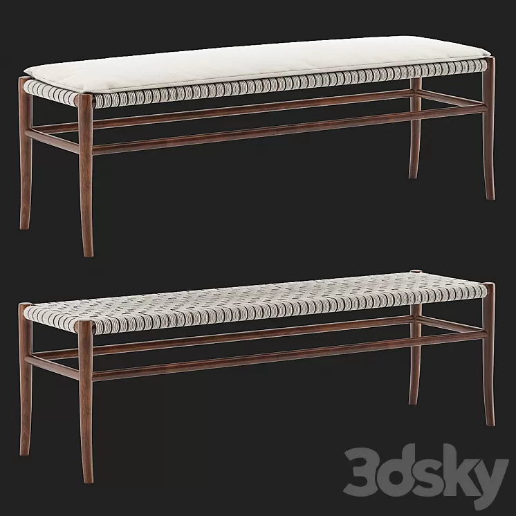 Vintage Folding Rope Bench 3D Model