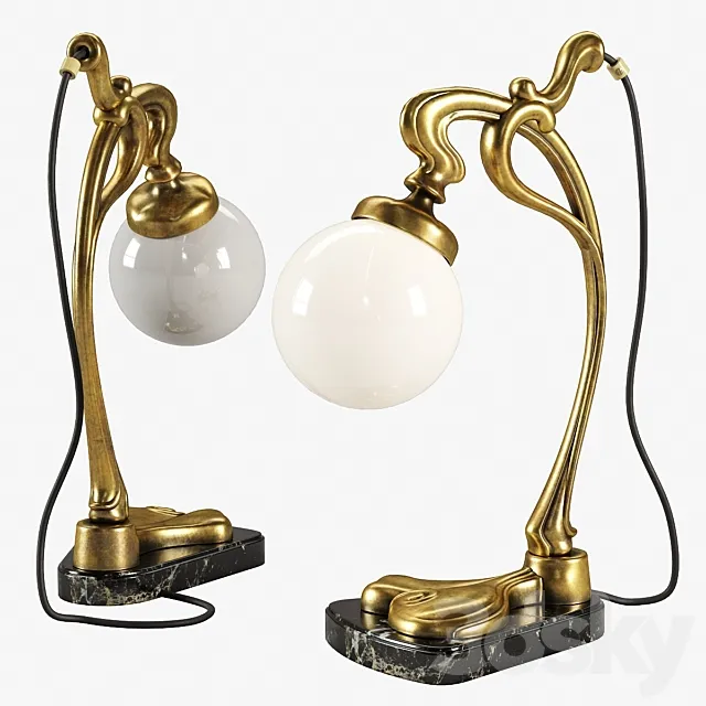 Vintage Gilt Bronze Art Nouveau Desk Lamp 3DModel
