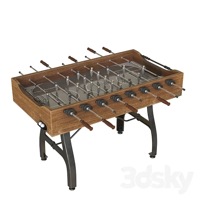 Vintage Industrial Foosball Table 3D Model