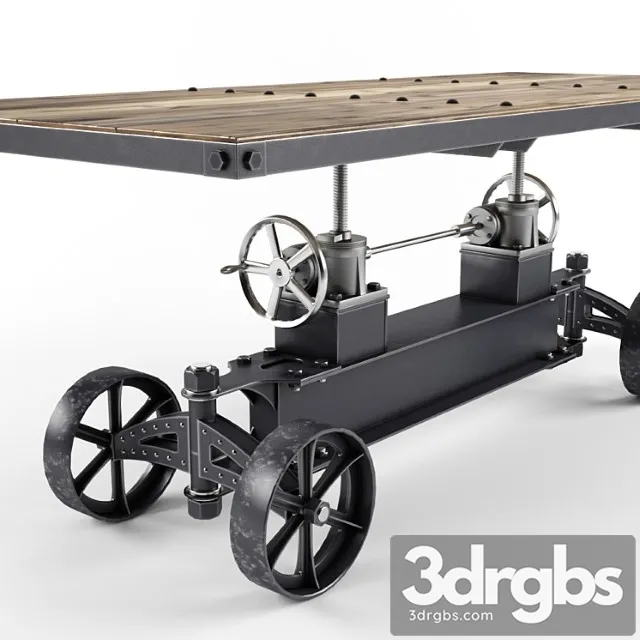 Vintage Industrial Train Crank Table 3D Model Free