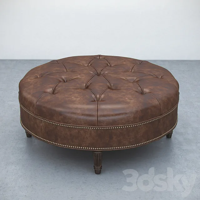Vintage Large Round Ottoman 3DModel