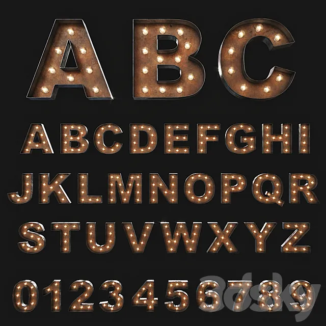 Vintage Marquee Letters _ Illuminated letters 3DModel