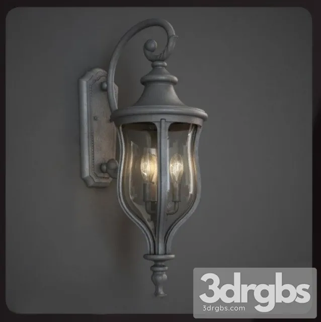 Vintage Outdoor Iron Wall Lantern 3D Model Free