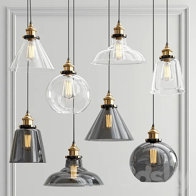 Vintage Pendant Light Collection 3D Model