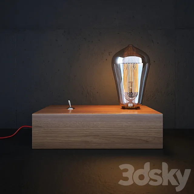 Vintage Retro Edison Wooden shade 3D Model