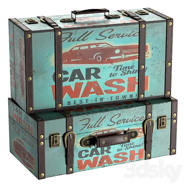 Vintage retro suitcase 3D Model Free