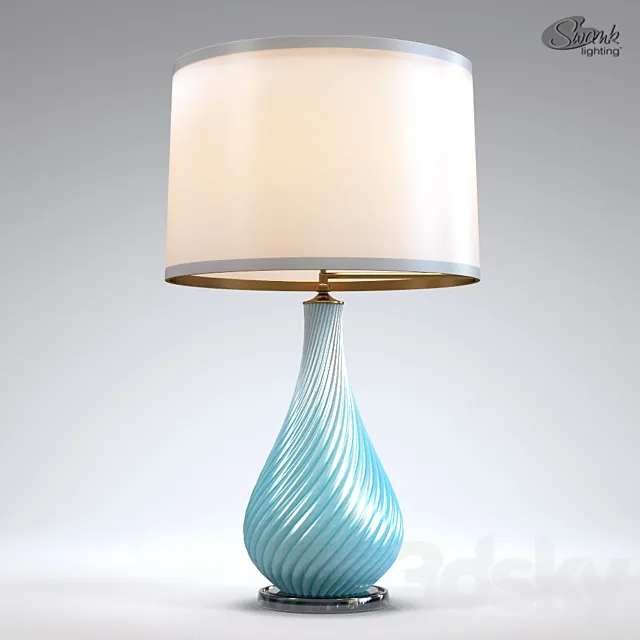 Vintage Robins Egg Blue Murano Lamps by Seguso 3D Model