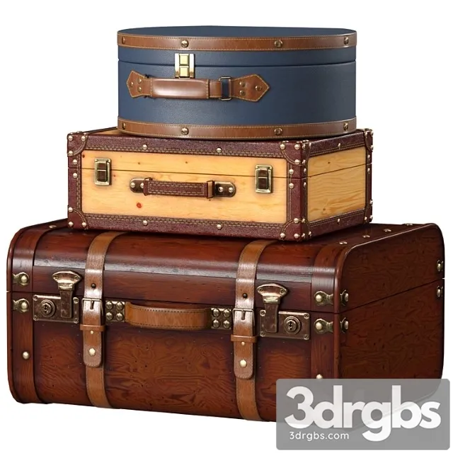 Vintage suitcases 3D Model Free