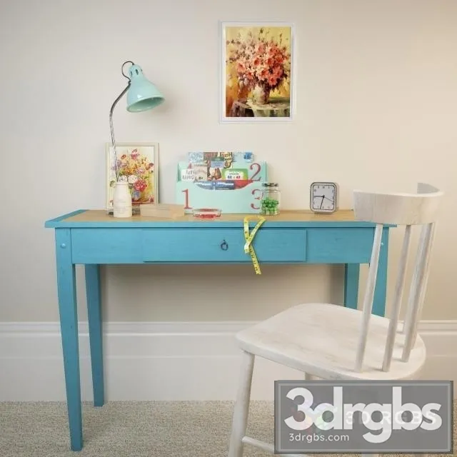 Vintage Table and Chair 3D Model Free