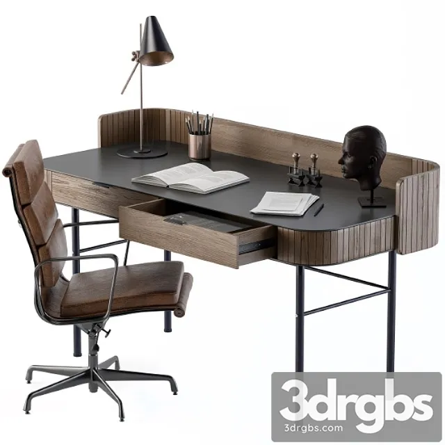 Vintage Wooden Office Desk 2 3D Model Free
