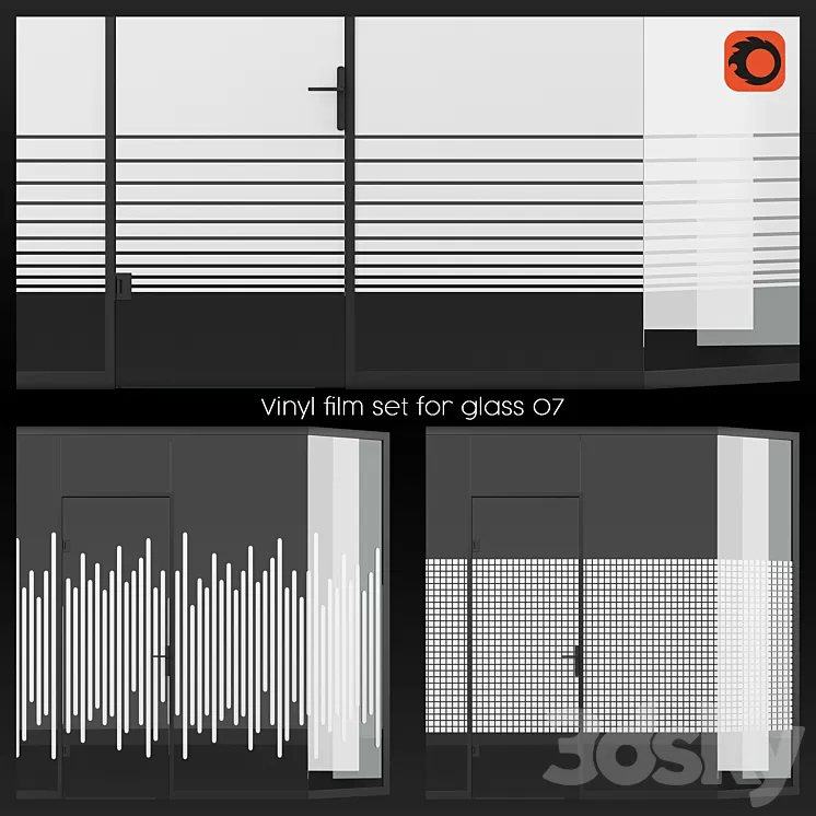 Vinyl film set for glass 07 3D Model Free