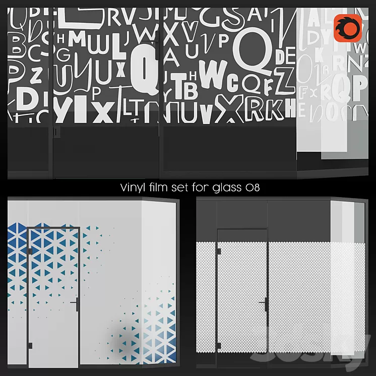 Vinyl film set for glass 08 3D Model Free