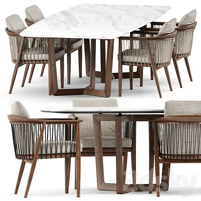 VIOLA CHAIR and BOLERO RAVEL TABLE by Poltrona Frau 3D Model