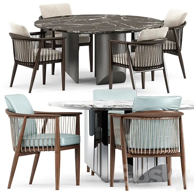 VIOLA CHAIR by Poltrona Frau and WEDGE Table by Minotti 3DModel