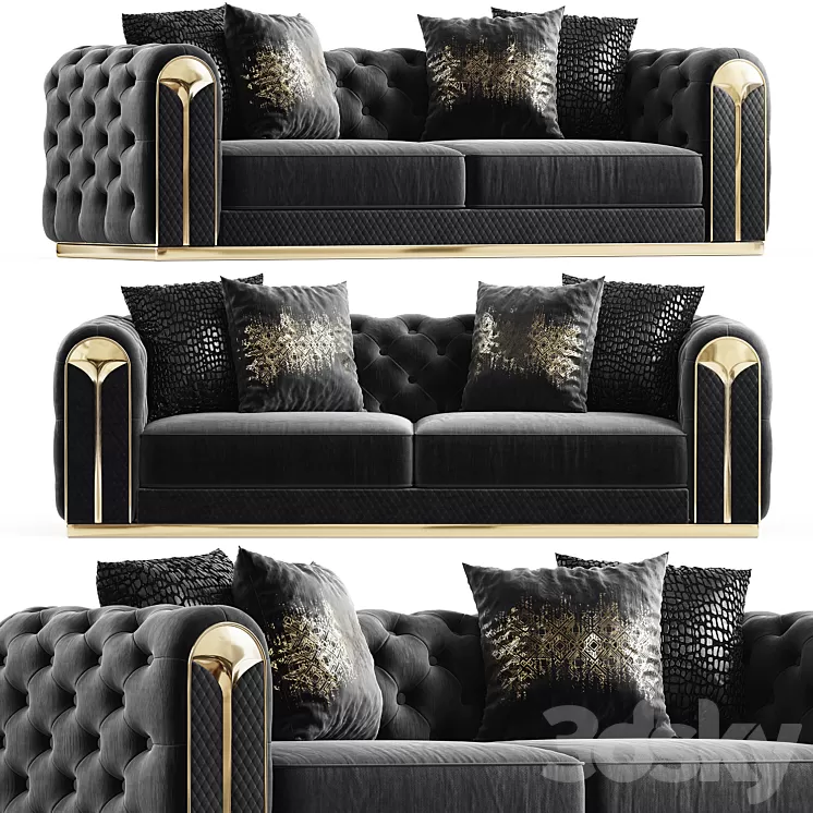 Violet Sofa 3 Seater Gray 3D Model Free