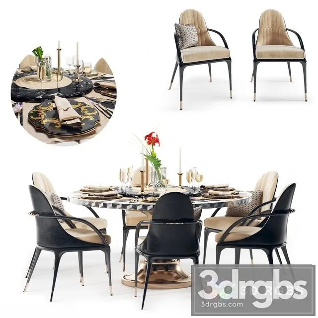 Visionnaire Jera Table and Chair 3D Model Free