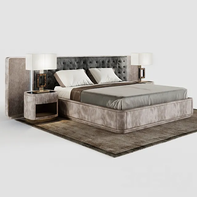Visionnaire RIPLEY bed set. SKIBA bollard. Turfing lamp 3DModel