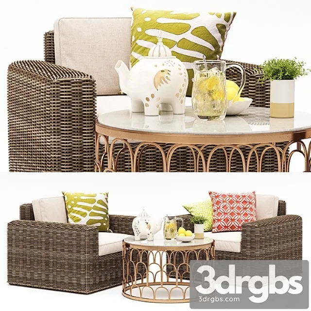 Vista Lounge Chair and Dunland Coffee Table 3D Model Free