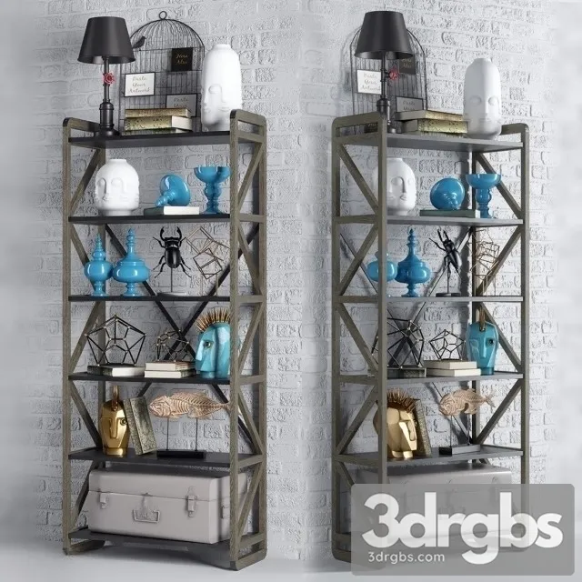 Visteria Shelving With Loft Decor 3D Model Free
