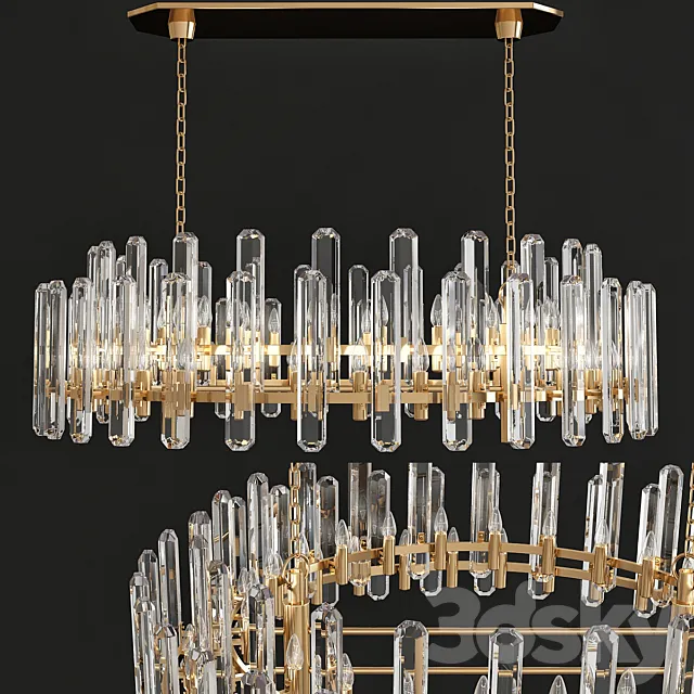 Visual Comfort ARN 5127HAB-CG AERIN Modern Bonnington Large Linear Chandelier 3D Model