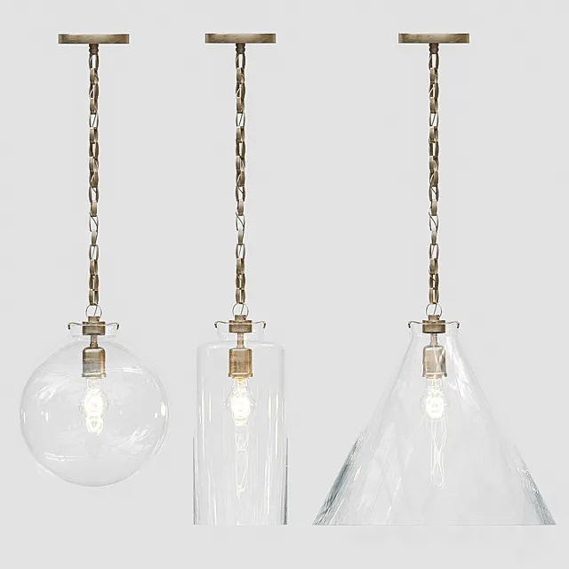 Visual Comfort Brass Pendant set 3DModel