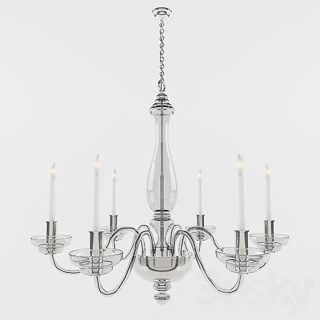 Visual Comfort EF Chapman King George 6 Light Chandelier in Crystal with Polished Silver CHC1142CG 3DModel