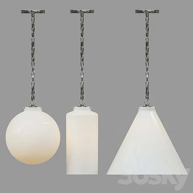 Visual Comfort Nickel Pendant set 3D Model