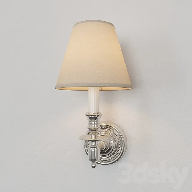 Visual Comfort Studio Single French Sconce in Polished Nickel with Tissue Shade S2110PN-T 3D Model