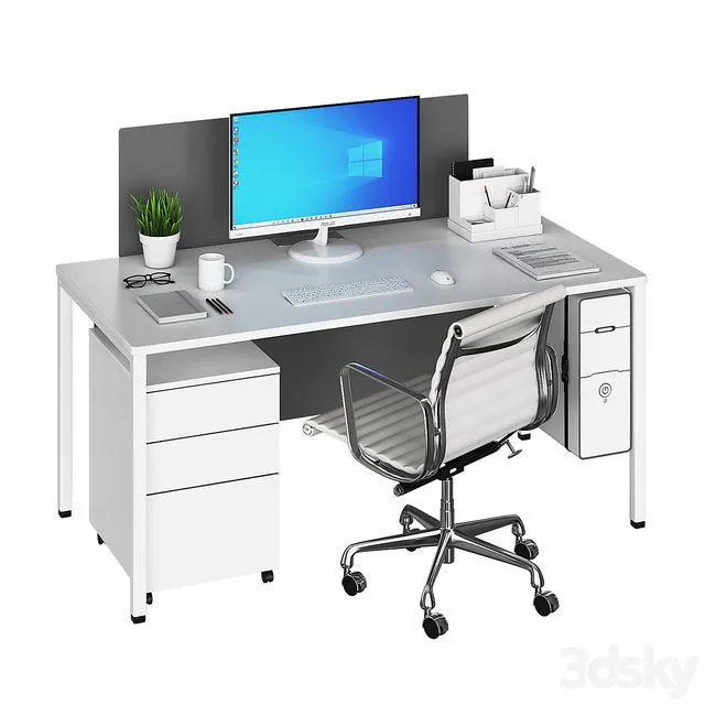 Vitra Office White Kit 3D Model