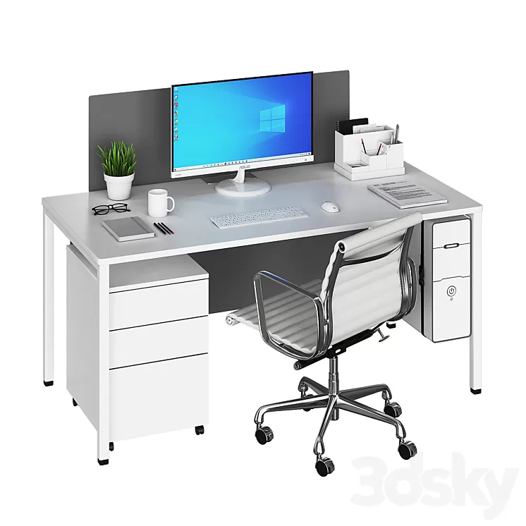 Vitra Office White Kit 3D Model