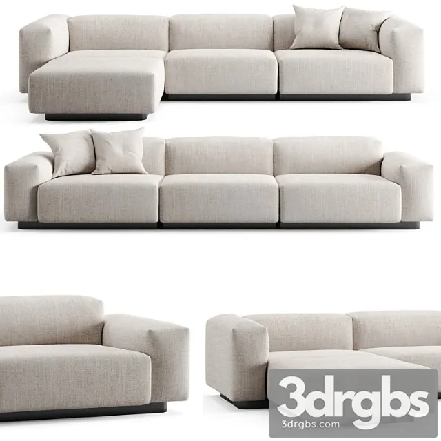 Vitra soft modular 3 seat longue sofa 2 3D Model Free