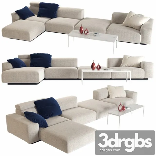 Vitra soft modular sofa (vray ggx) 2 3D Model Free