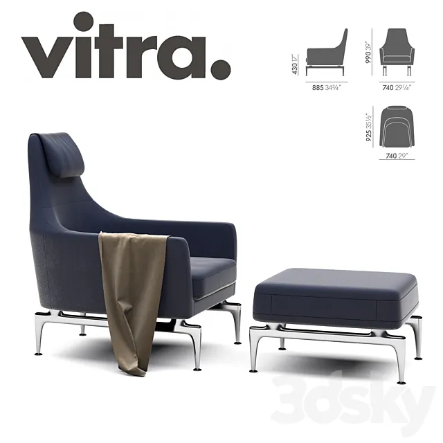 Vitra Suita Fauteuil & Ottoman 3D Model