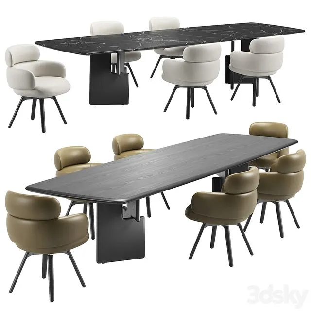 Vivienne Chair & Nico Table by Minotti 3D Model