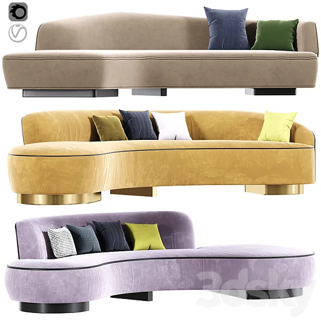 Vladimir Kagan Curve Sofa Set 3DModel