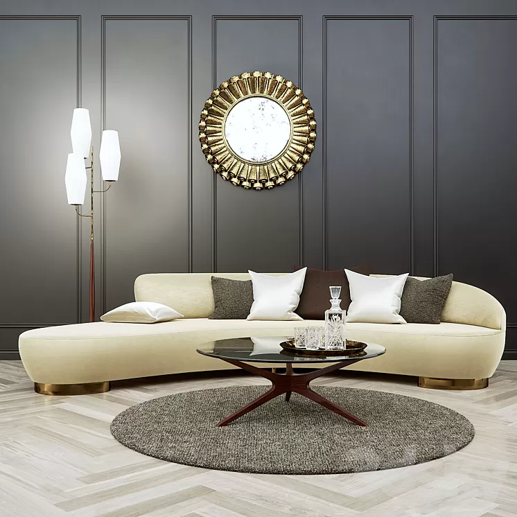 Vladimir KAGAN Free Form Curved Sofa 3D Model