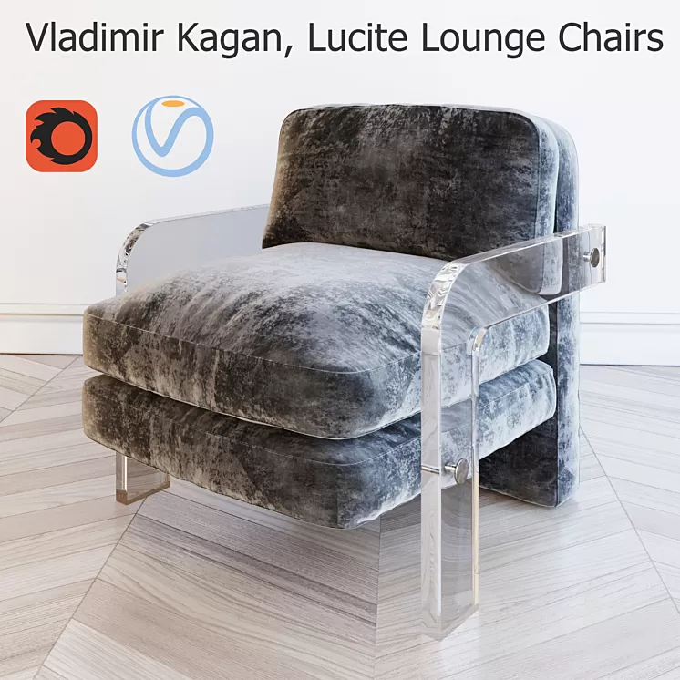 Vladimir Kagan Lucite Lounge Chairs 3D Model