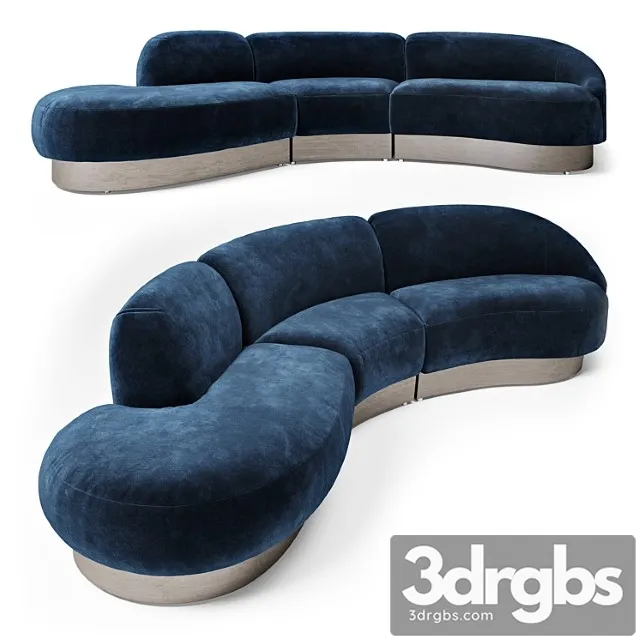 Vladimir Kagan Sectional in Deep Blue Mohair 3D Model Free