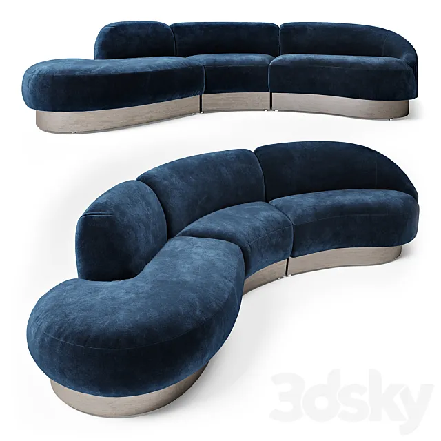 Vladimir Kagan Sectional in Deep Blue Mohair 3DModel