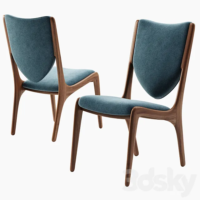 Vladimir Kagan Shield Back Dining Chair 3D Model