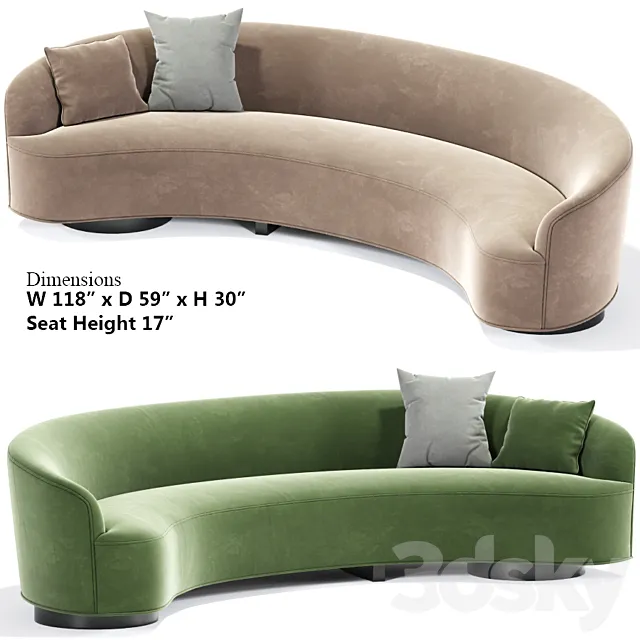 Vladimir Kagan Sloane Sofa 02 3D Model