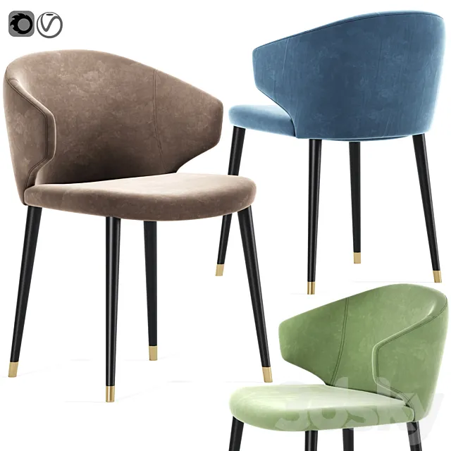 Volante Dining Chair With Arm Beige Eichholtz 3D Model