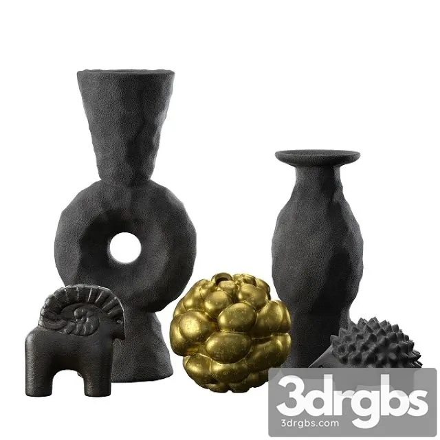 Volcanic Vases and Decorative Objects Set 3D Model Download