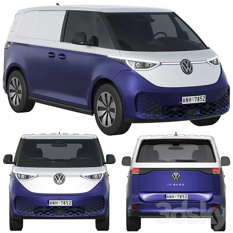 Volkswagen ID. Buzz Cargo 2023 3D Model Free