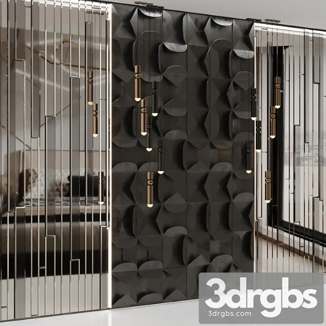 Volumetric Wall Panel Mid Century Modern Black 3D Model Free